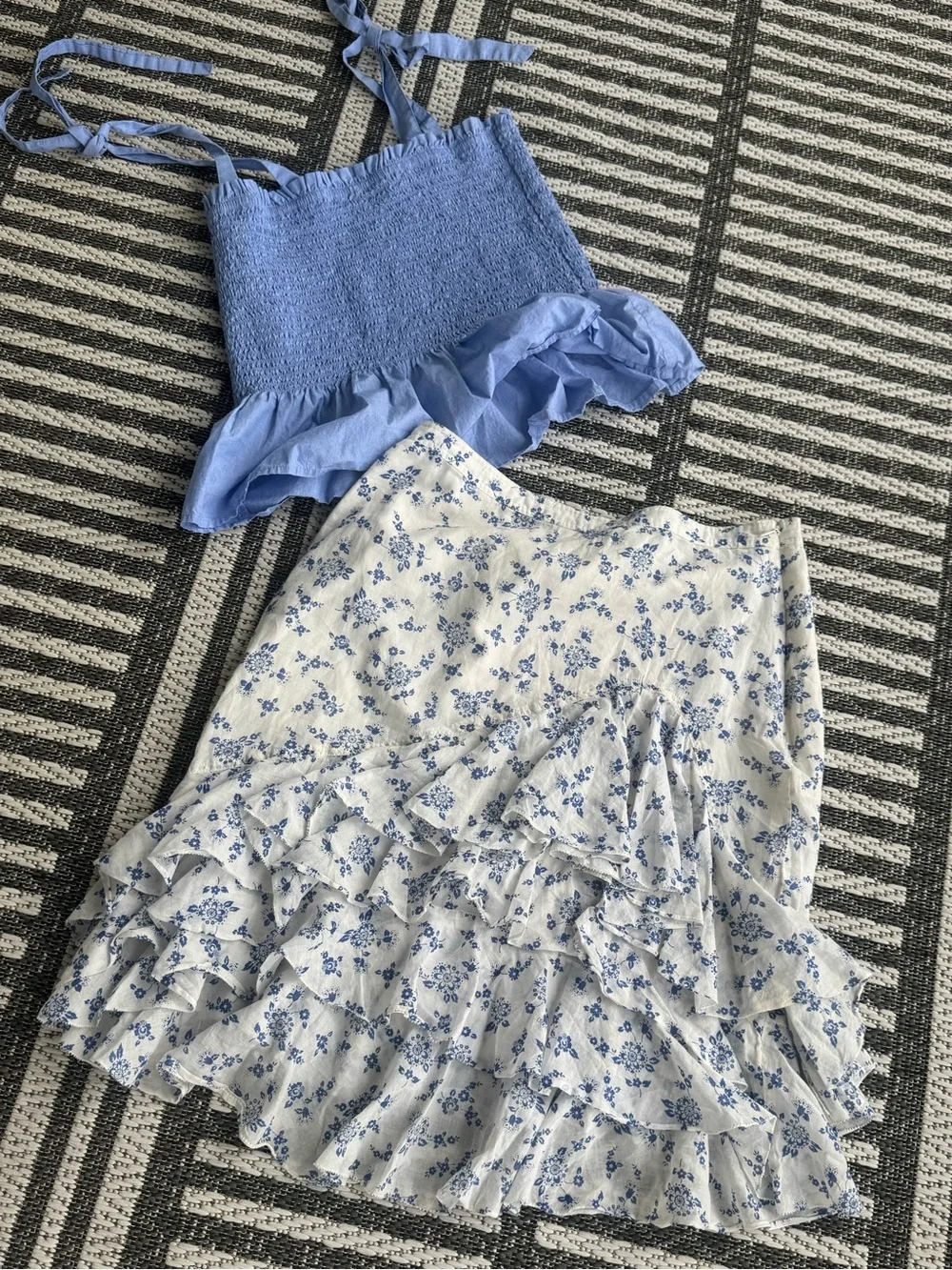J. Crew Light Blue Smocked Tie-Shoulder Camisole